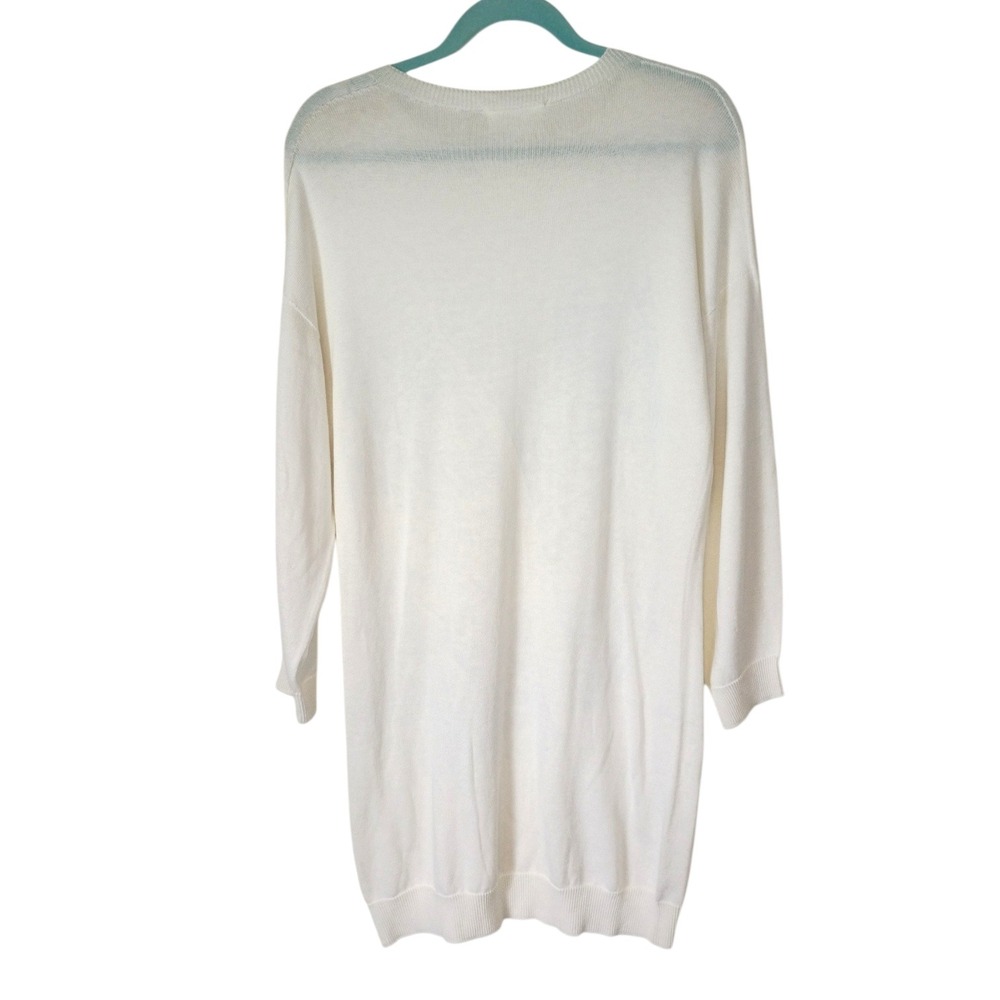 Knititude Womens White Cotton Scarf Crew Neck Sweater Dress Sz M Cozy Minimalist - Picture 2 of 9